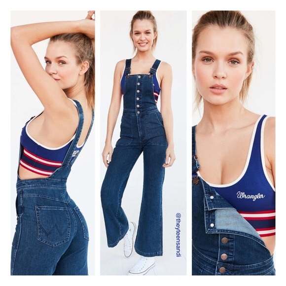 Wrangler high rise bell bottom overalls Clearance